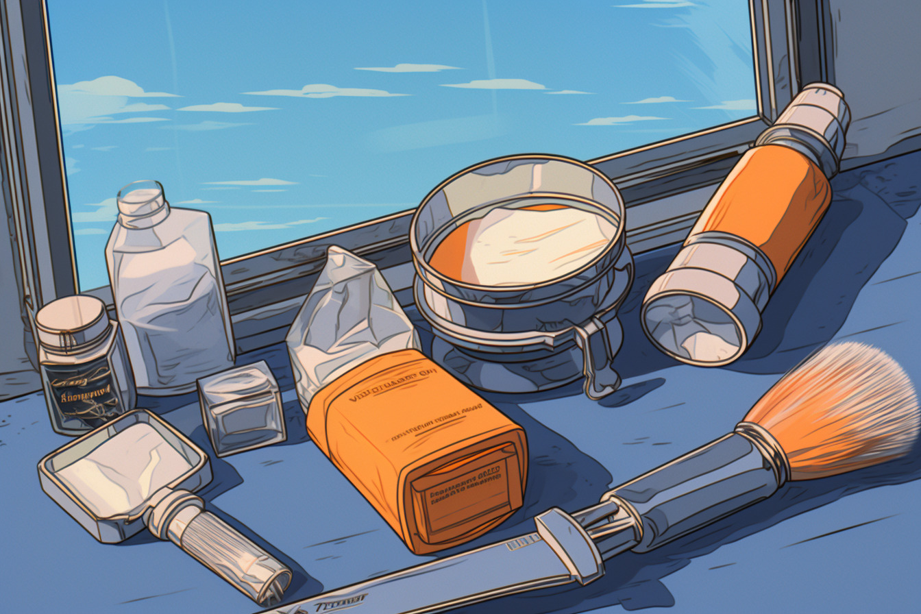 A layout of men's shaving products