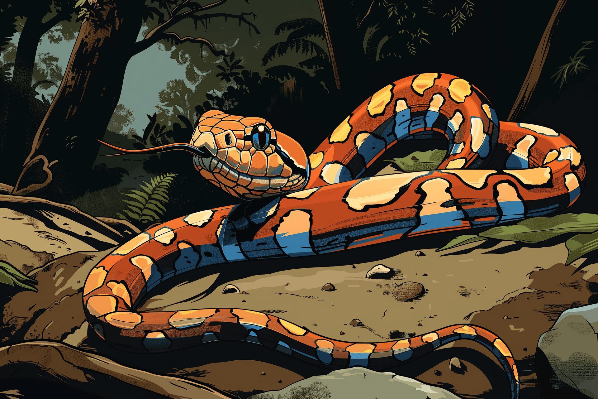a pet snake in a jungle habitat