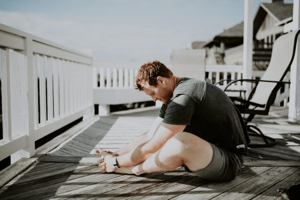 man stretching